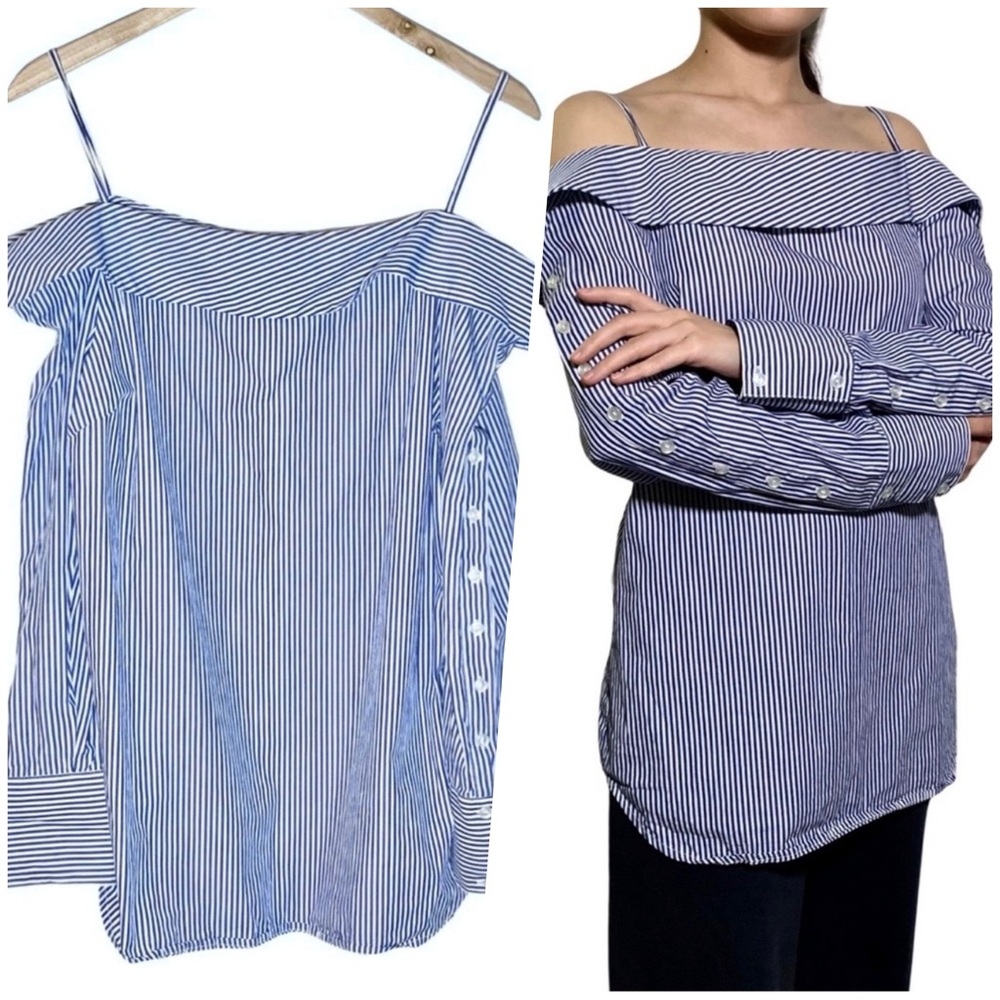 Guest Editor Anthropologie | Women | Off Shoulder Pinstriped Top | Medium